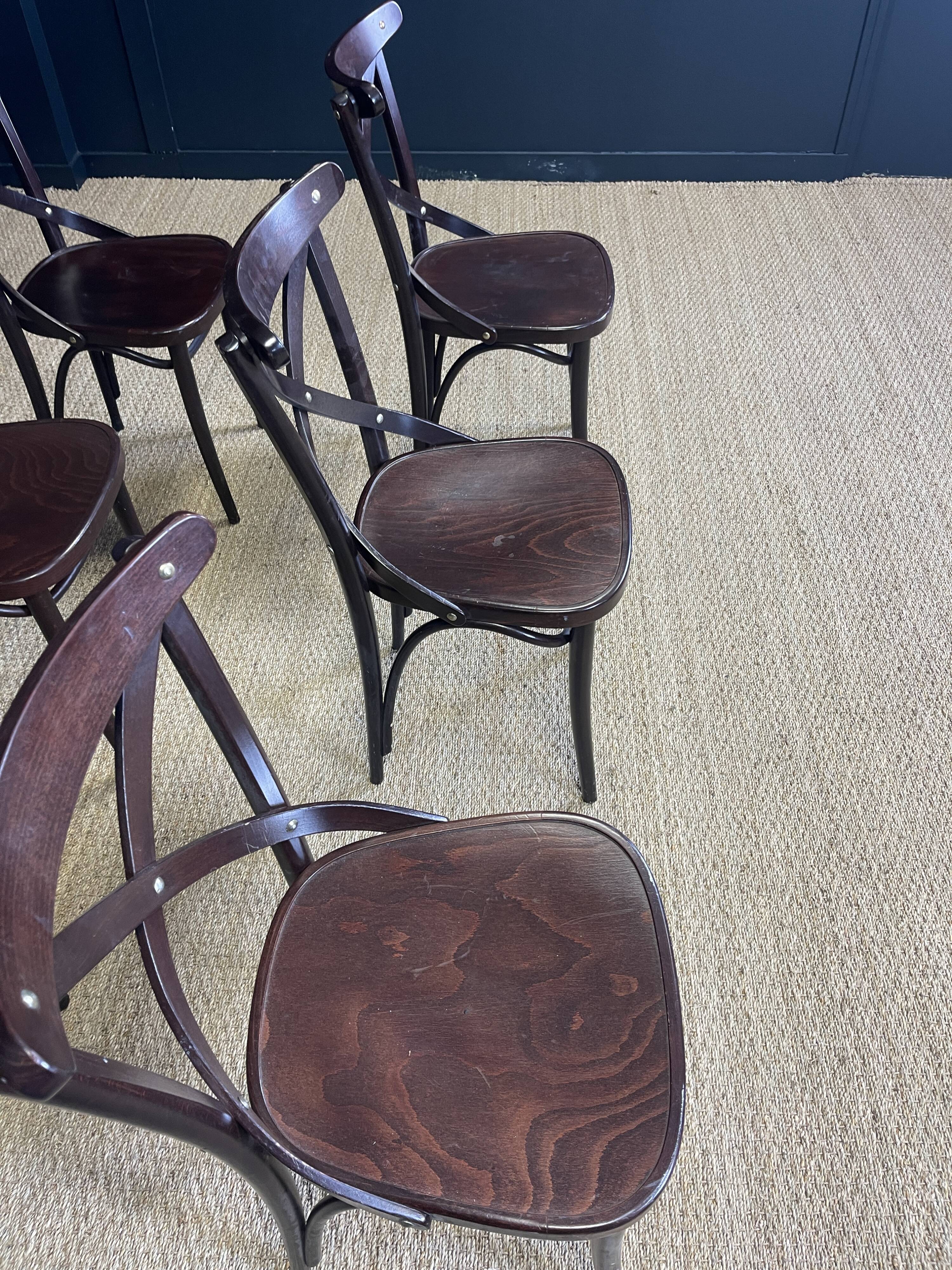 Set of 6 bistro chairs, josephine model, dark wood