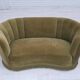 1960s, Danish 2-seater "Banana" sofa, original green furniture velour.