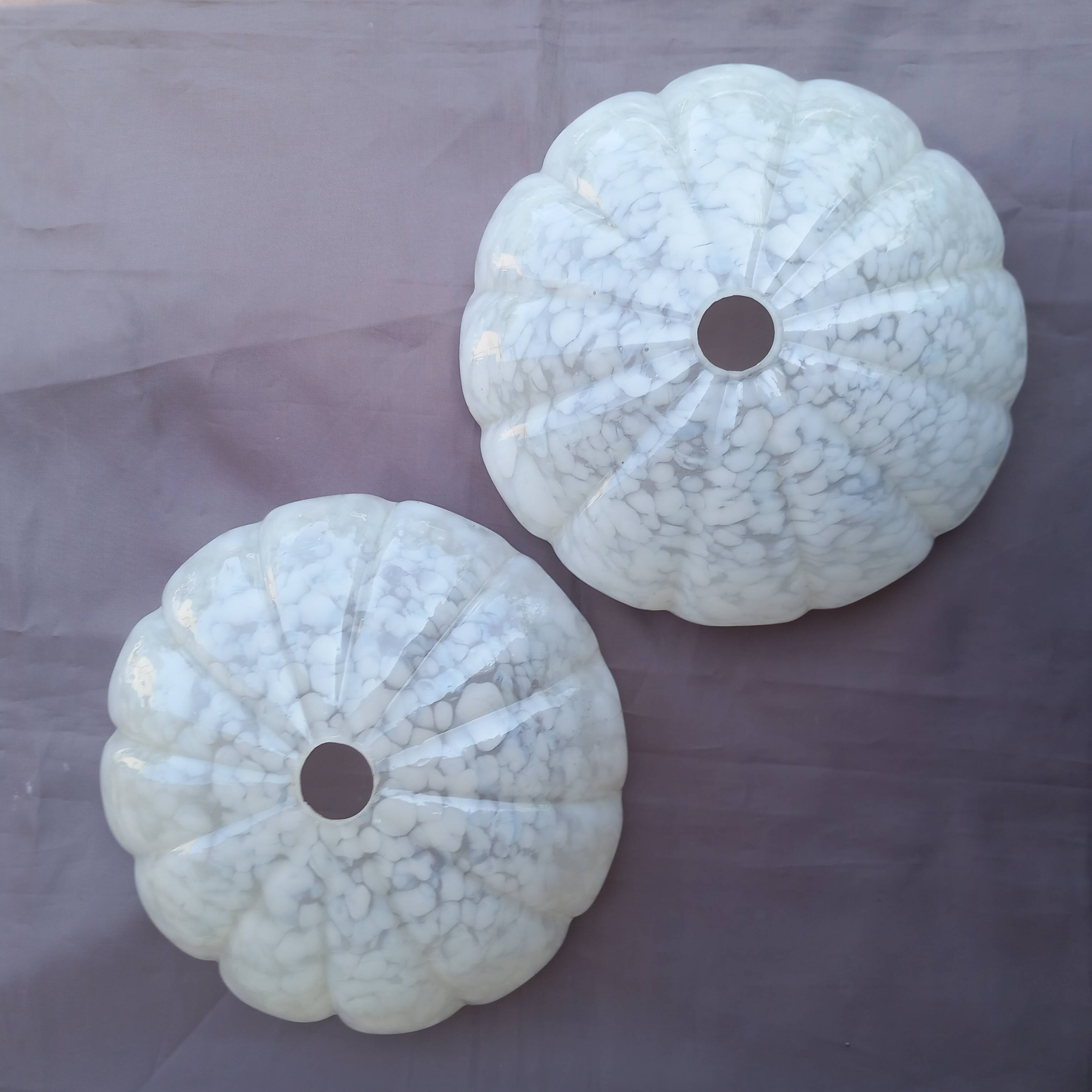 Set of 2 speckled art deco glass globes