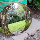 Oval mirror with 2 double tain sconces by Antonio Lupi from the 80s, 69x55 cm