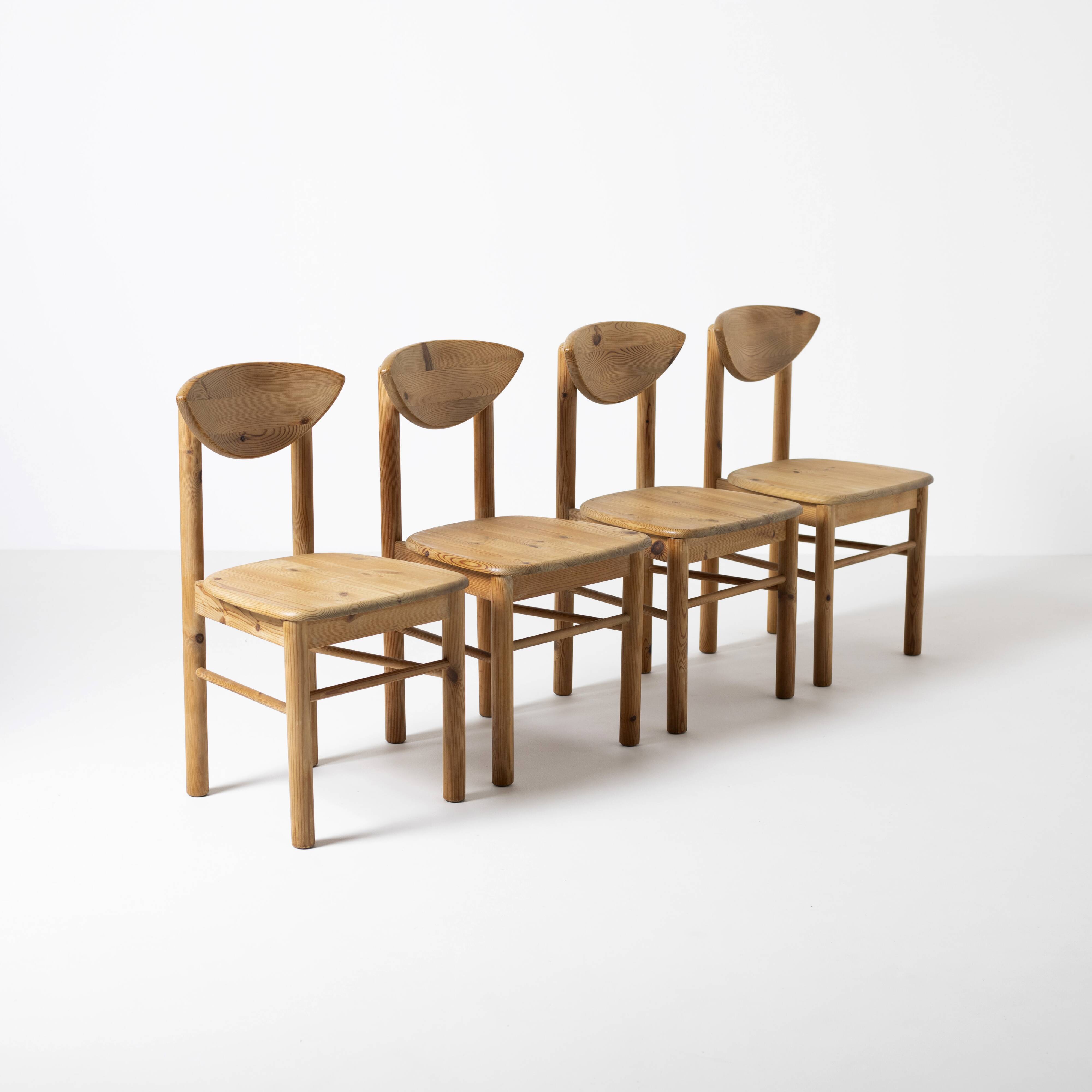 Set of 4 pine dining chairs attributed to Rainer Daumiller, Denmark, 1970s