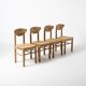 Set of 4 pine dining chairs attributed to Rainer Daumiller, Denmark, 1970s