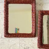 Pair of vintage rattan wicker mirrors