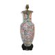 Chinese porcelain lamp foot with polychrome decoration of vintage flowers