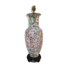 Chinese porcelain lamp foot with polychrome decoration of vintage flowers