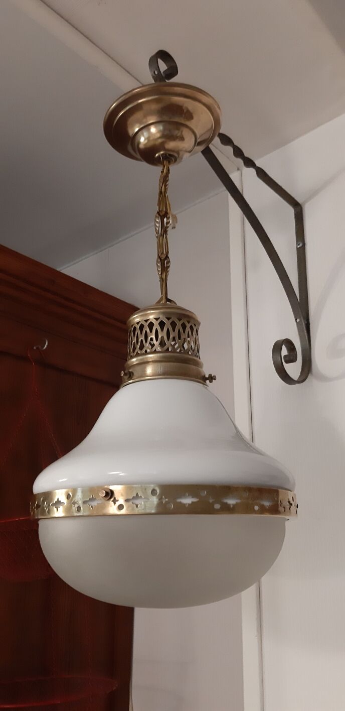 CIRCA art deco opaline hanging chandelier