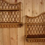 Pair of rattan wall shelves attributed to Audoux Minet