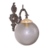 Applique murale de style baroque français en métal argenté et porcelaine abat-jour en verre 4169