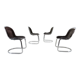 Set of four chrome dining chairs, italy, 1970s