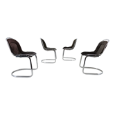Set of four chrome dining chairs, italy, 1970s