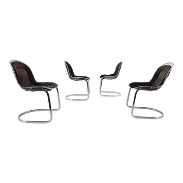 Set of four chrome dining chairs, italy, 1970s