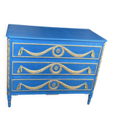 Commode Louis XVI Relookée Bleu Roi et Dorures