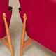 Pair of Drevotex Zamberk armchairs, red fabric and faux leather 1970