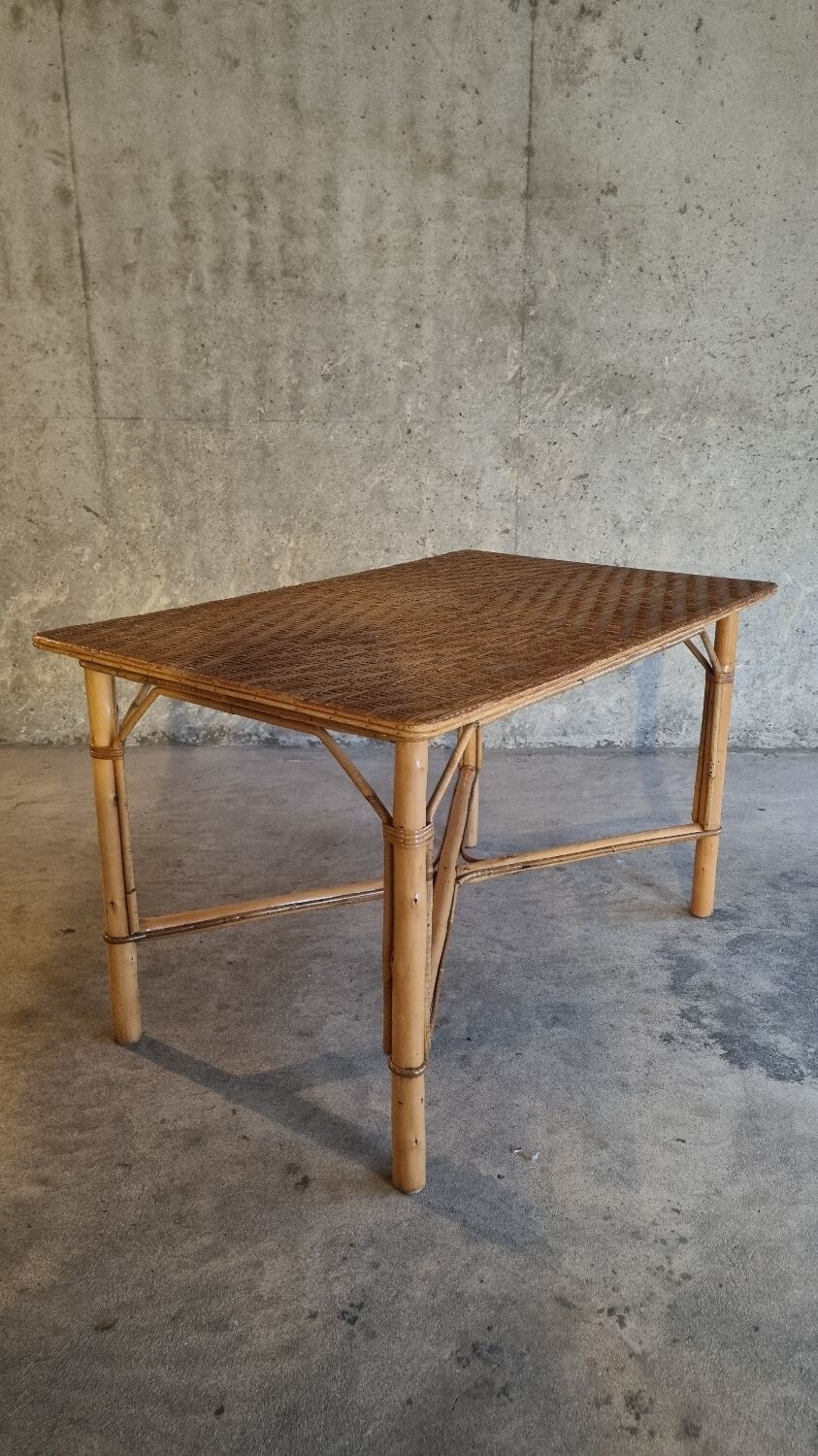 Vintage rattan table