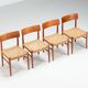 Set of four Danish dining chairs in teak and paper cord, Denmark, 1960