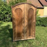 Vintage Hungarian wooden wardrobe in brown with two doors, late 19th century.