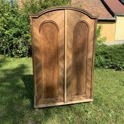 Vintage Hungarian wooden wardrobe in brown with two doors, late 19th century.