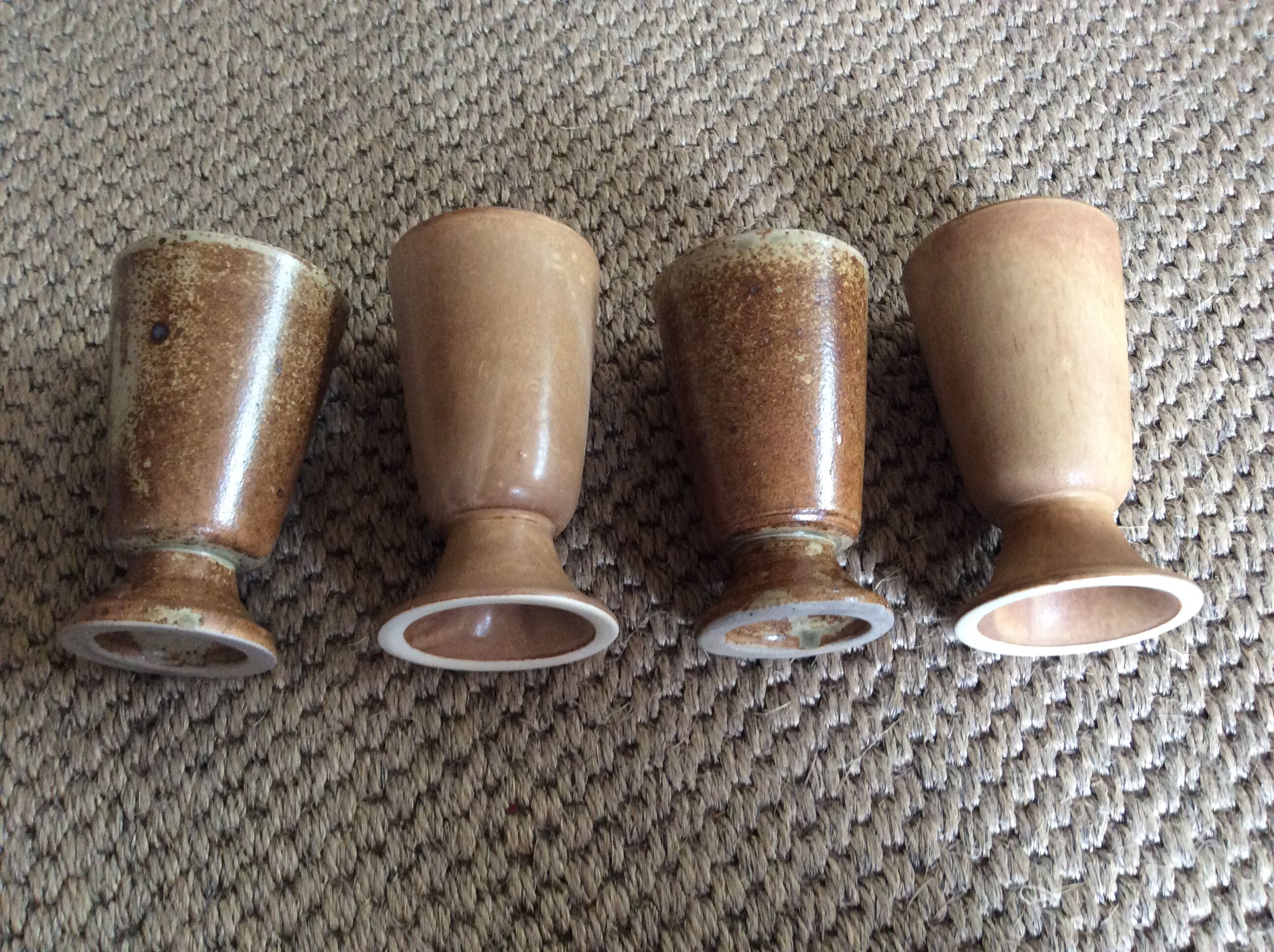 Series of 4 sandstone cups