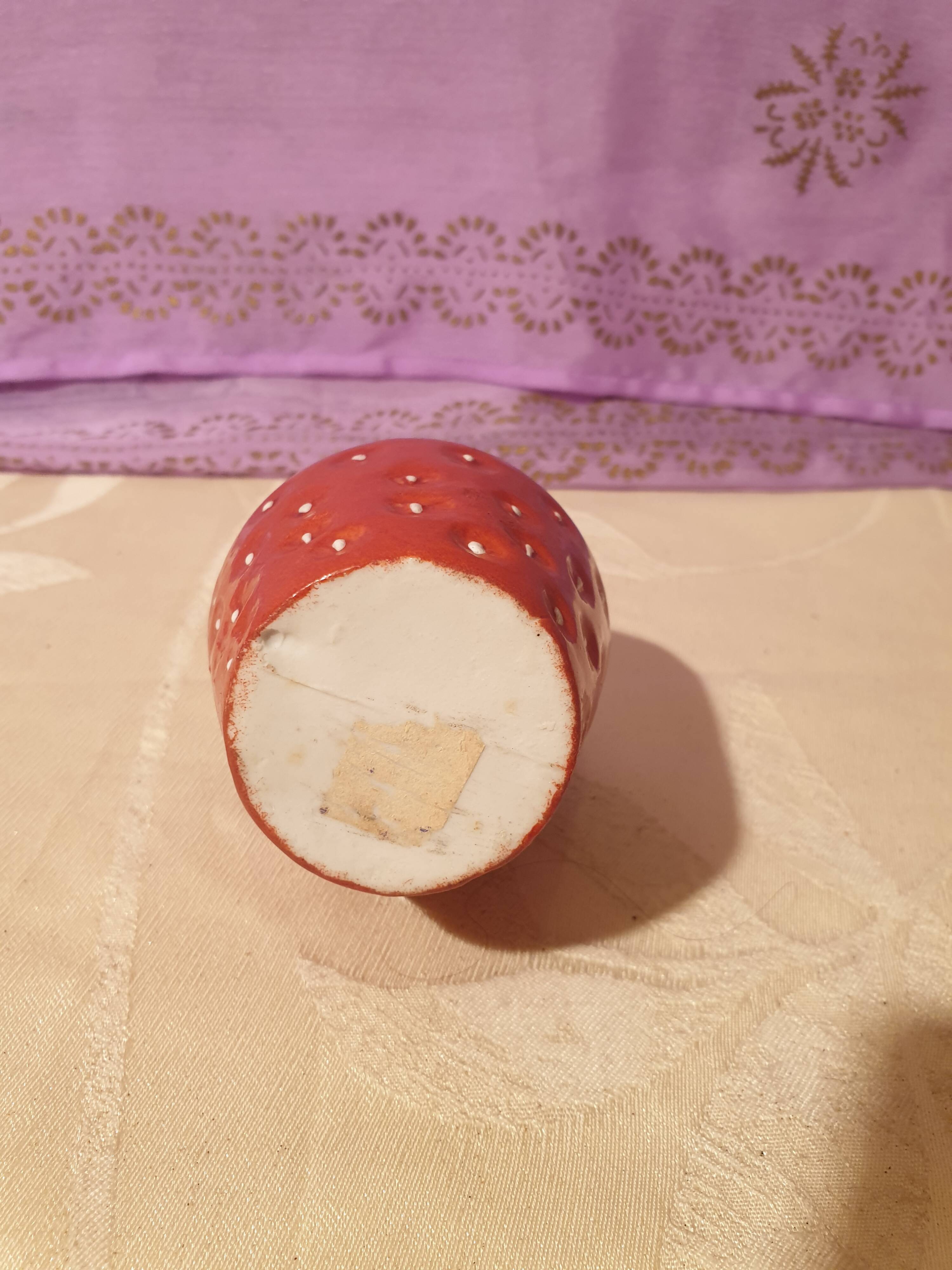 Old strawberry liqueur service carafe 6 small porcelain cups biscuit barbotine