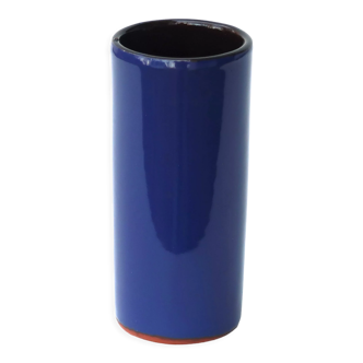 Vase rouleau bleu en céramique, années 70