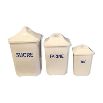 Set de 3 pots sucre farine thé en faïence de la marque BADONVILLER