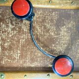 Vintage double hook in metal and plastic red and black