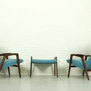 Set of 2 Danish Lounge Chairs with matching Ottoman by Yngve Ekström for Pastoe, 1960s