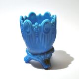 Portieux photophore porte-cigare ancien opaline bleu turquoise gothique