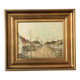 Vintage European Village Original Oil Painting with Cottages, circa 1940