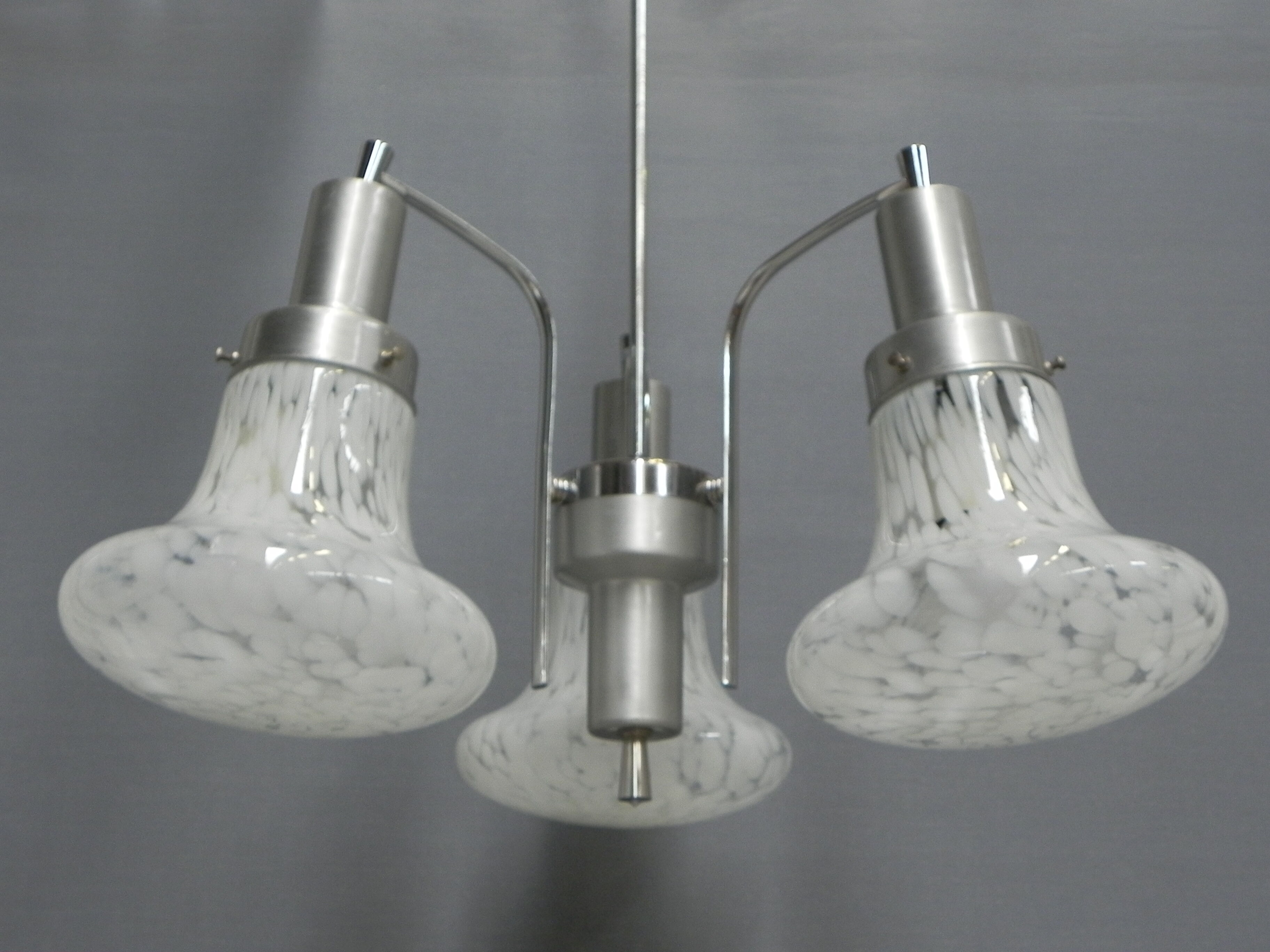 Vintage hanging lamp with 3 cloudy glass shades