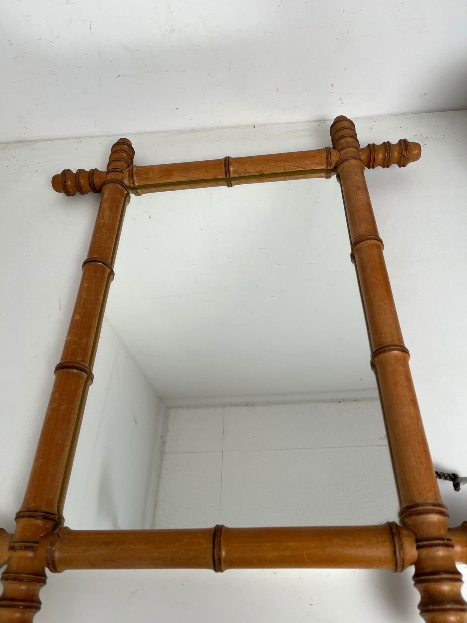 Turned wooden mirror bamboo style 1900s