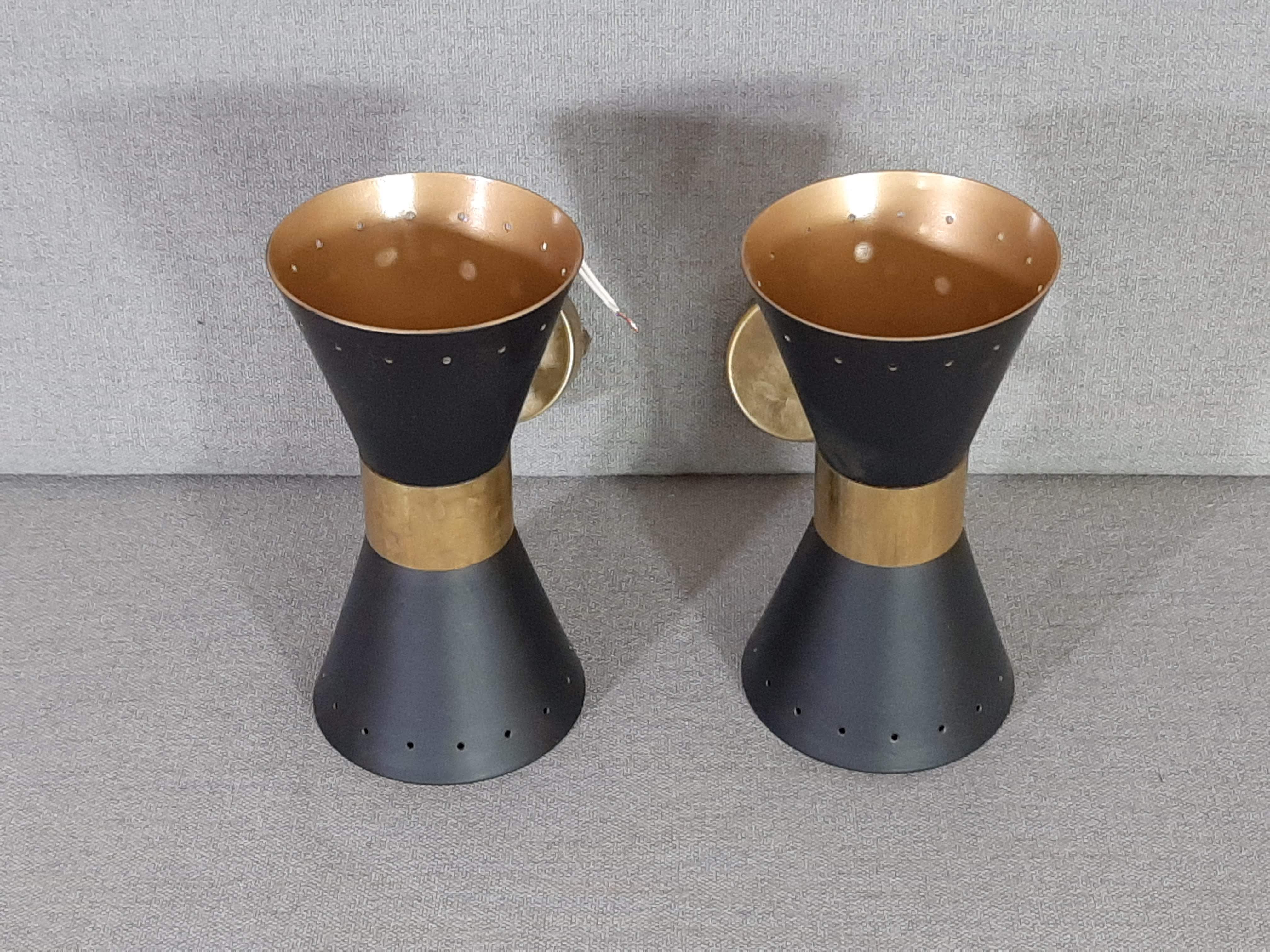 Pair of sconces black, in 1950s style