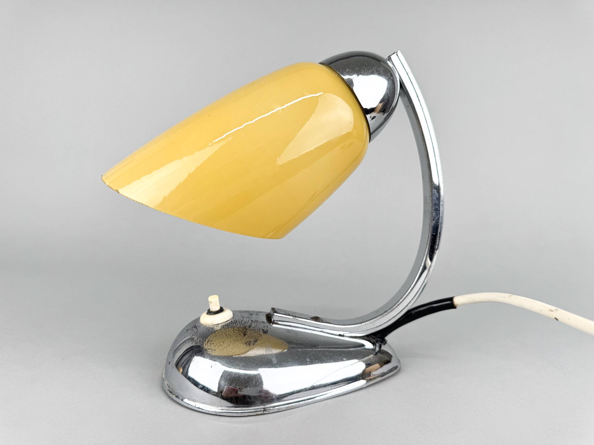 1950s chrome and opaline glass table lamp