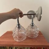 Pair of chrome wall lights