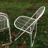 Trio of folding metal chairs