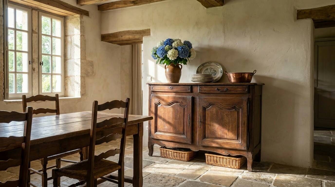 Old Breton oak sideboard – 2 doors, 2 drawers