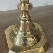 Pair of antique english princess of diamonds brass candlesticks