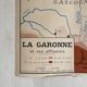 Vintage school map 1950 double-sided "The Garonne / the Rhône"