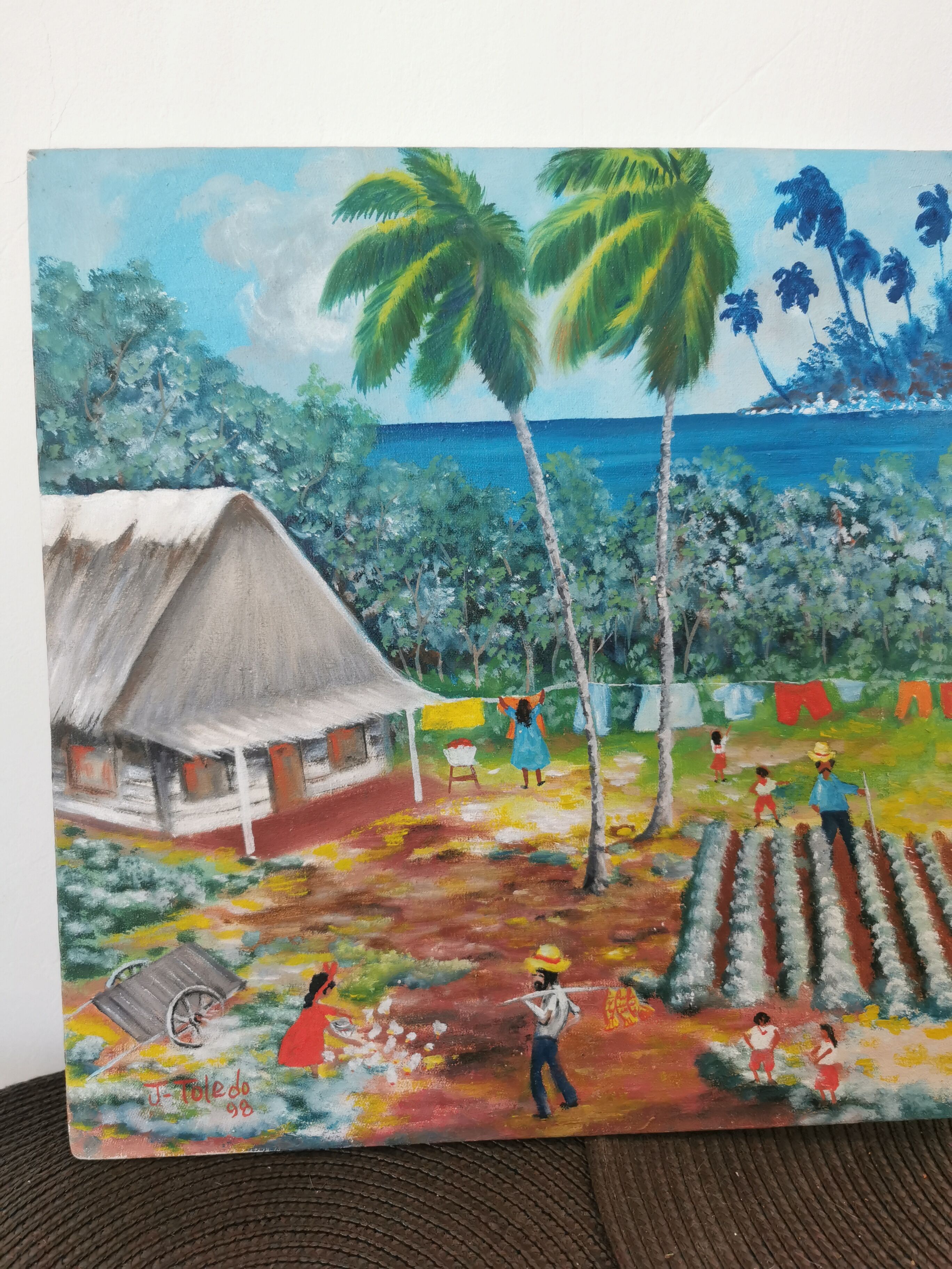 Painting on wood scene of cuba life