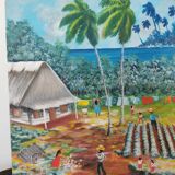 Painting on wood scene of cuba life