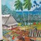 Peinture sur bois scene de vie cuba
