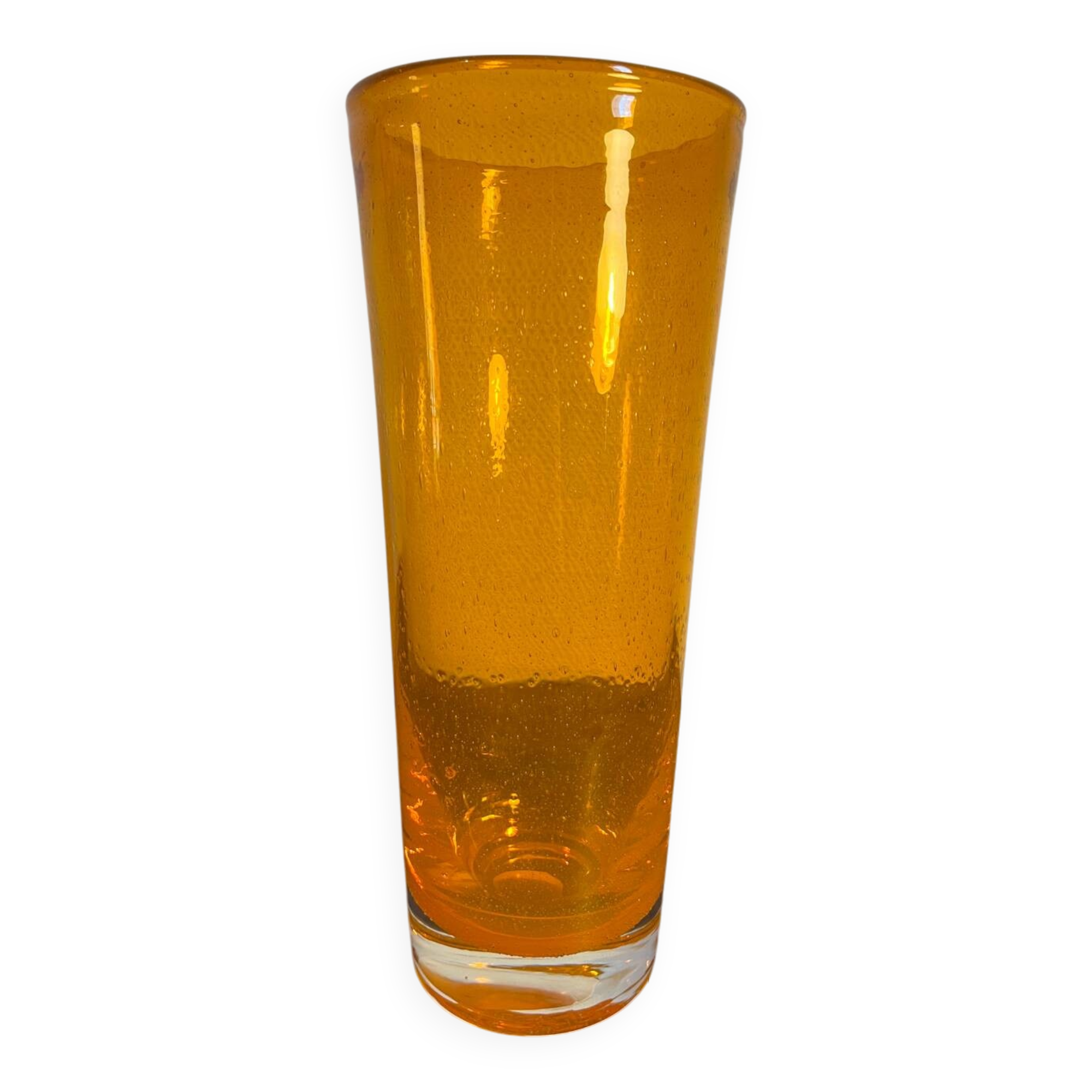 Vase année 80 verre bullé