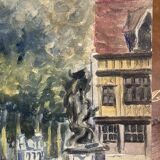 Landscape with watercolor signed