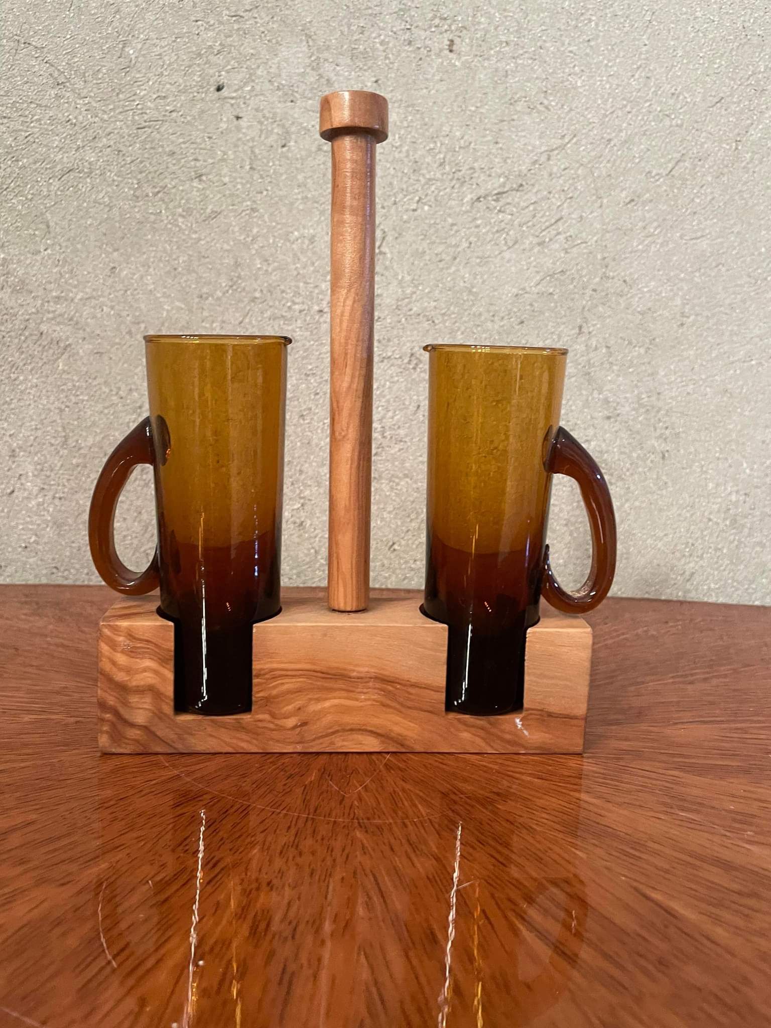 Oil service vinegar vintage wooden display