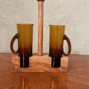 Oil service vinegar vintage wooden display