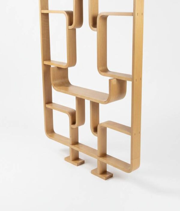 Claustra par Ludvik Volak - 1960 - cloison midcentury diviseur bois courbé