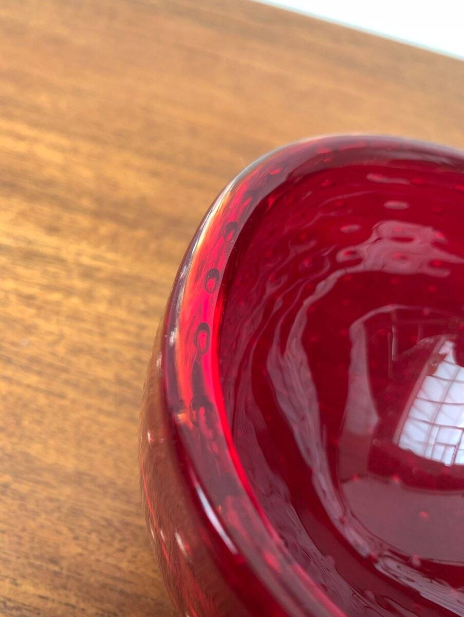 Bol vintage italien en verre Bullicante en forme de fraise, années 1970