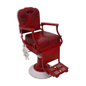 Fauteuil de barbier rouge et blanc