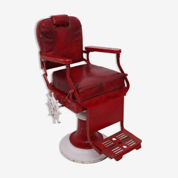 Vintage red and white barber chair