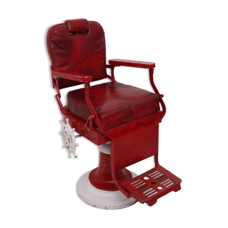 Vintage red and white barber chair